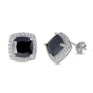 Black Cushion-Cut CZ Earrings